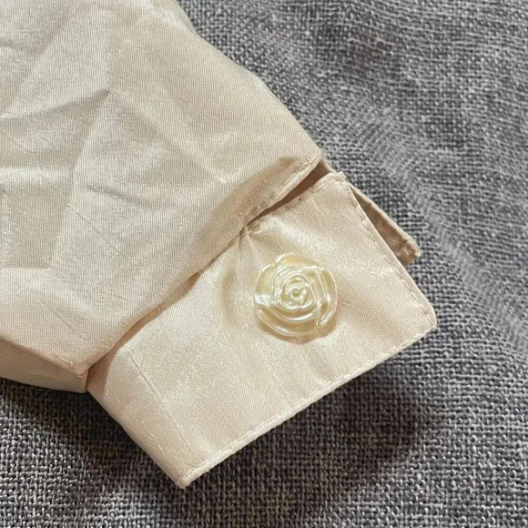 VTG F.W. Fischer Outerwear Raincoat Cream Baby Embroidered Floral 2(S) Pleated - Picture 9 of 14